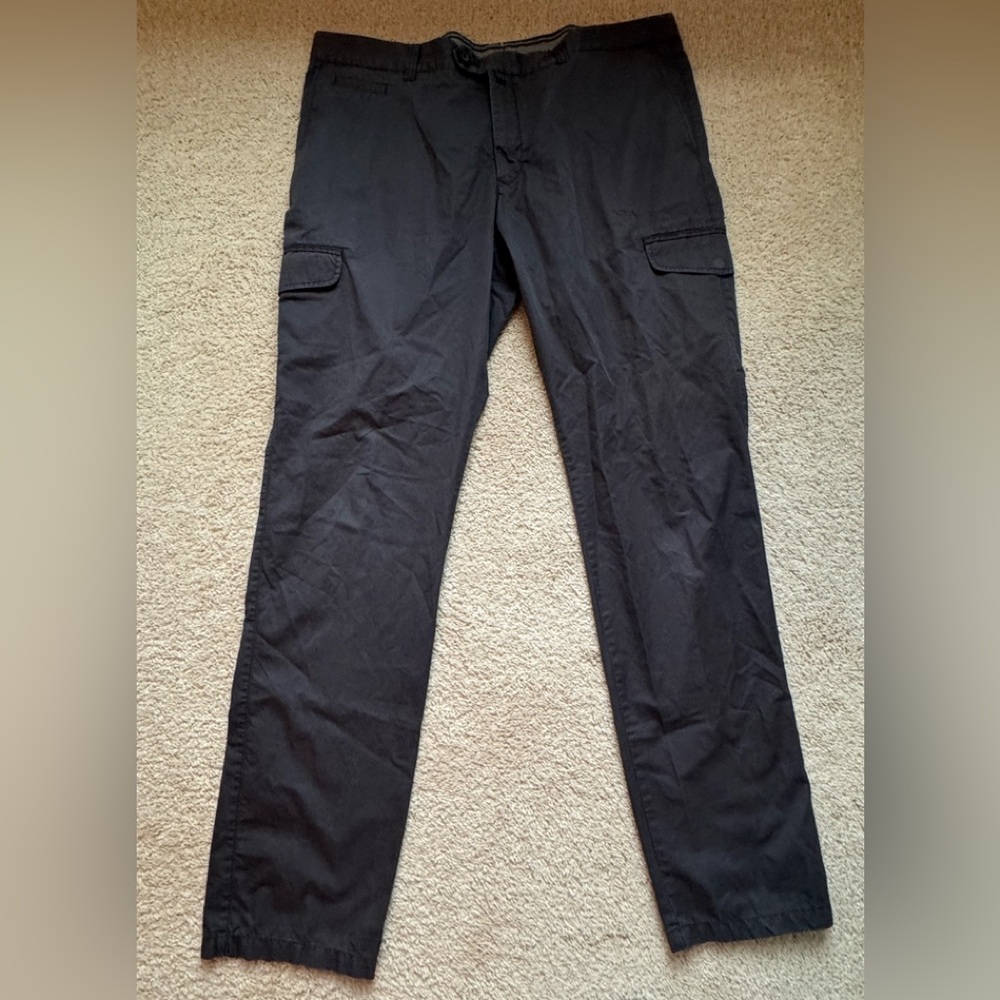 ZegnaSport Pants Mens 42 Black Tapered Fit High Twist Cotton Twill Cargo